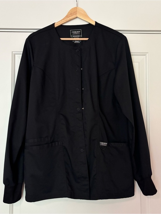 Cherokee Workwear Jackets & Blazers - Cherokee Workwear Scrubs Snap Front Warm Up Jacket WW340 BLK Black Healthcare